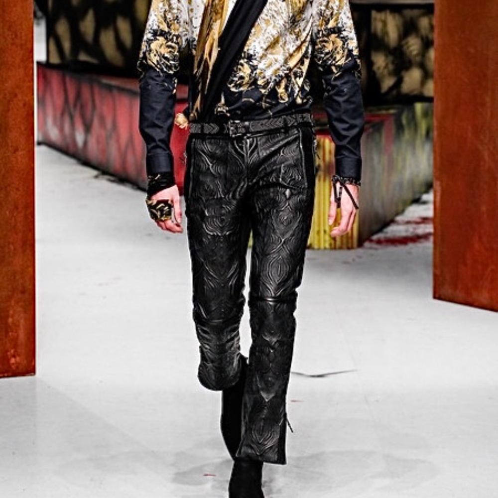 NWT CAVALLI COUTURE RUNWAY QUILTED LEATHER PANTS $3,505
